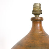 Lamp in enameled earthenware and straw lampshade by Jacques Blin