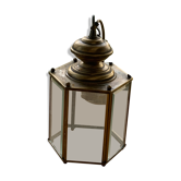 Brass suspension light and vintage faceted glass