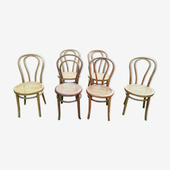 Lot 6 chaises Thonet bois et cannage