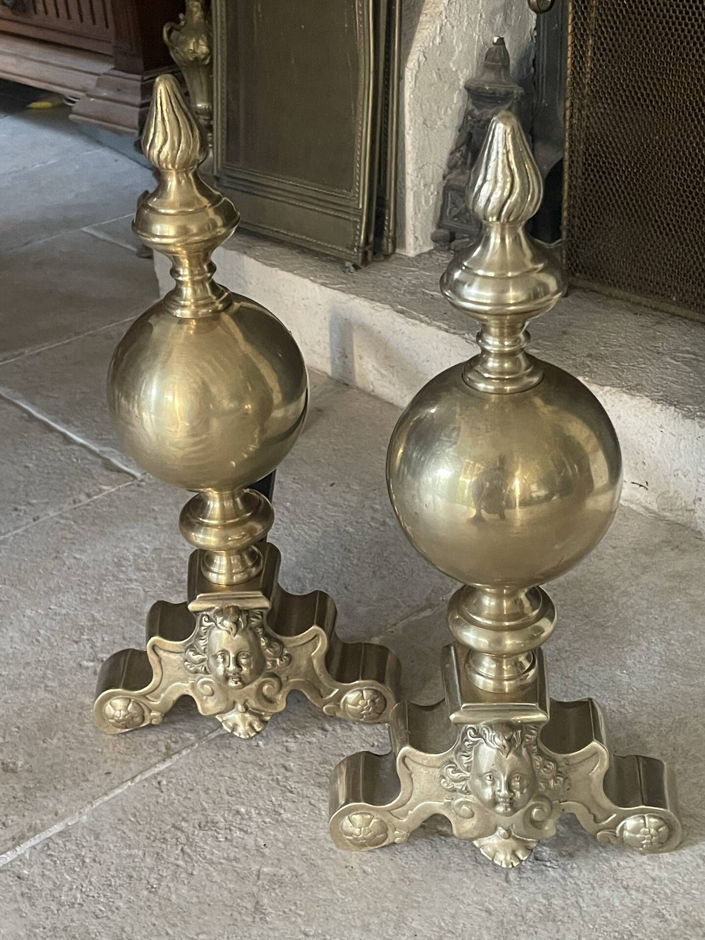 Pair of brass andirons