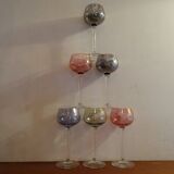 6 colored semi-crystal wine glasses Vannes le Châtel in a box