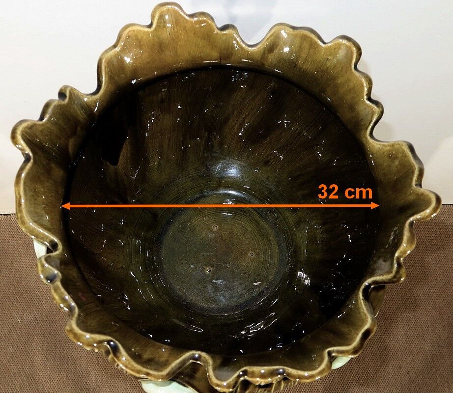 Cache-pot en faïence barbotine, art nouveau – 1920