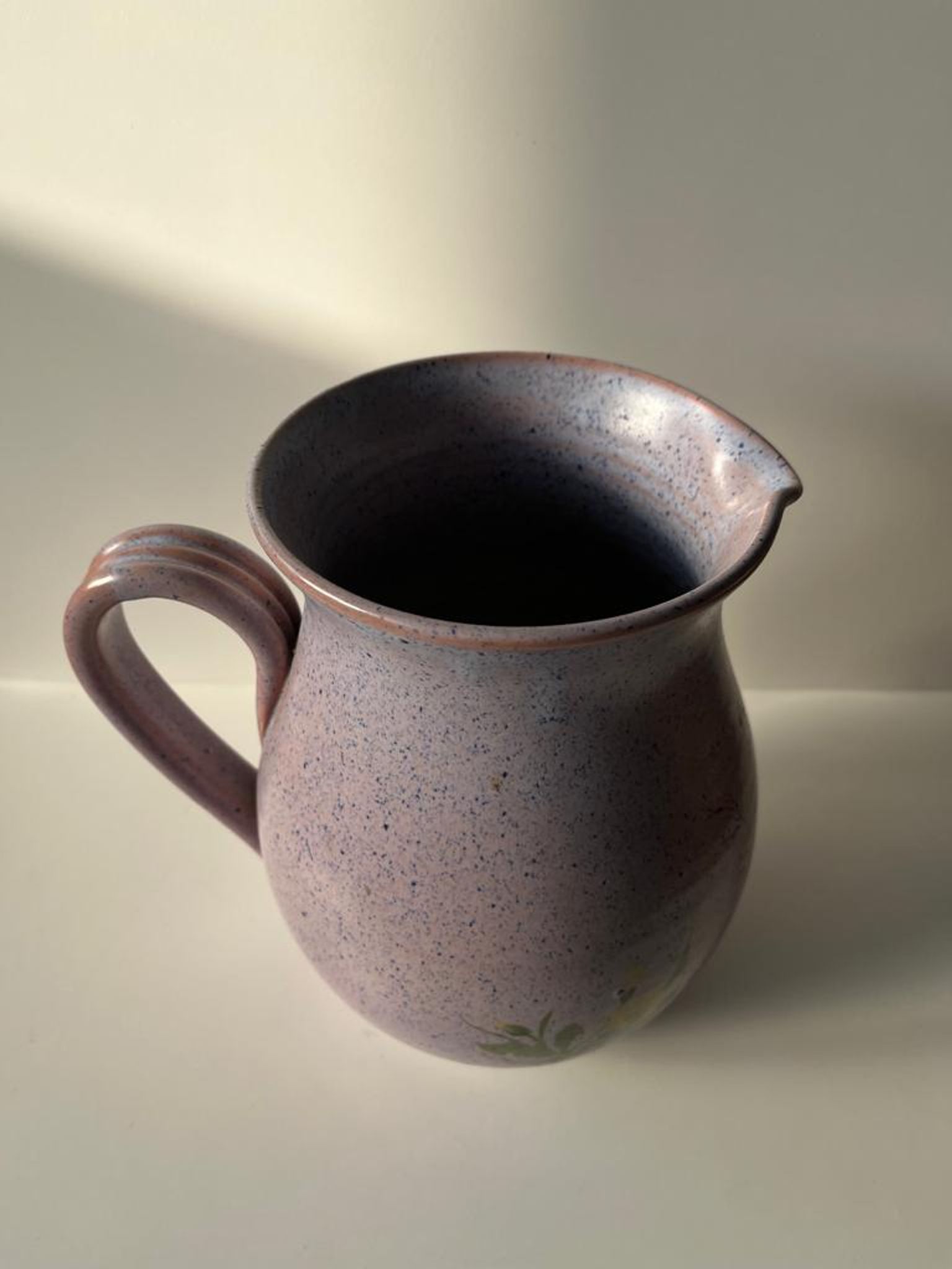 Vintage purple carafe with field flower patterns H:20cm