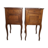 Bedside tables in oak with marble