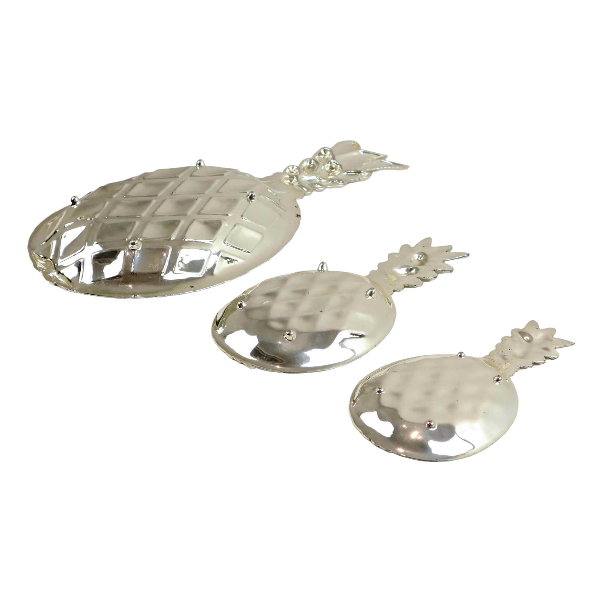 Silver plated pineapple bowls set of 3 mid century modern seventies  as new 40cm