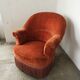 Fauteuil crapaud en velours orangé
