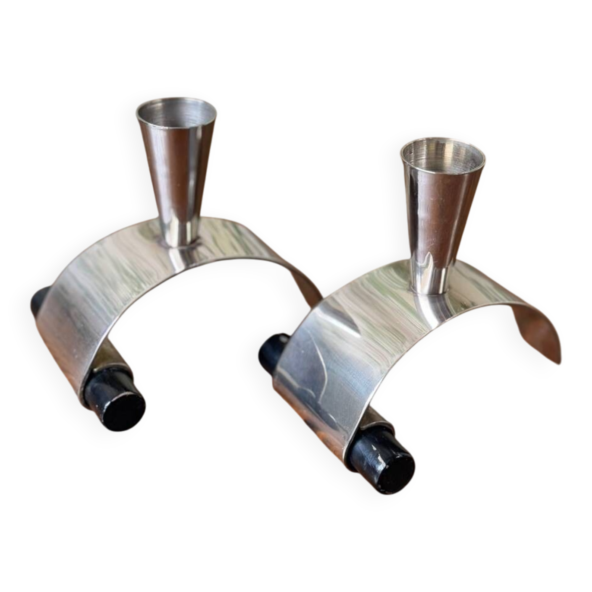 Pair of Brutalist Design Candlesticks – 1950s