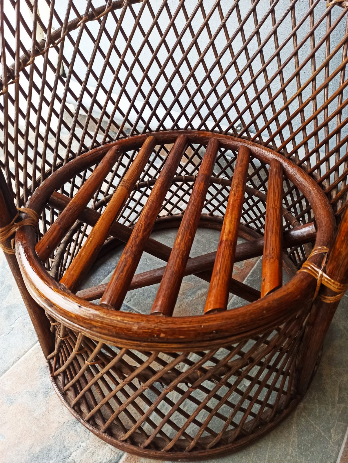 Pair of vintage bamboo rattan armchairs