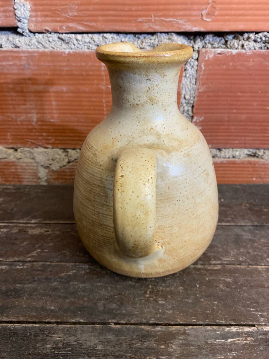 Old Pichet JEAN MARAIS Glazed Stoneware Beige France Vintage #D781
