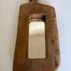 Mirror cubist shape in raw wood Formentera 1970