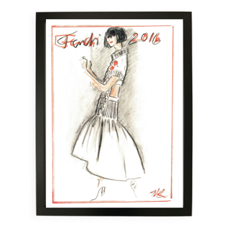 Drawing by karl lagerfeld for fendi