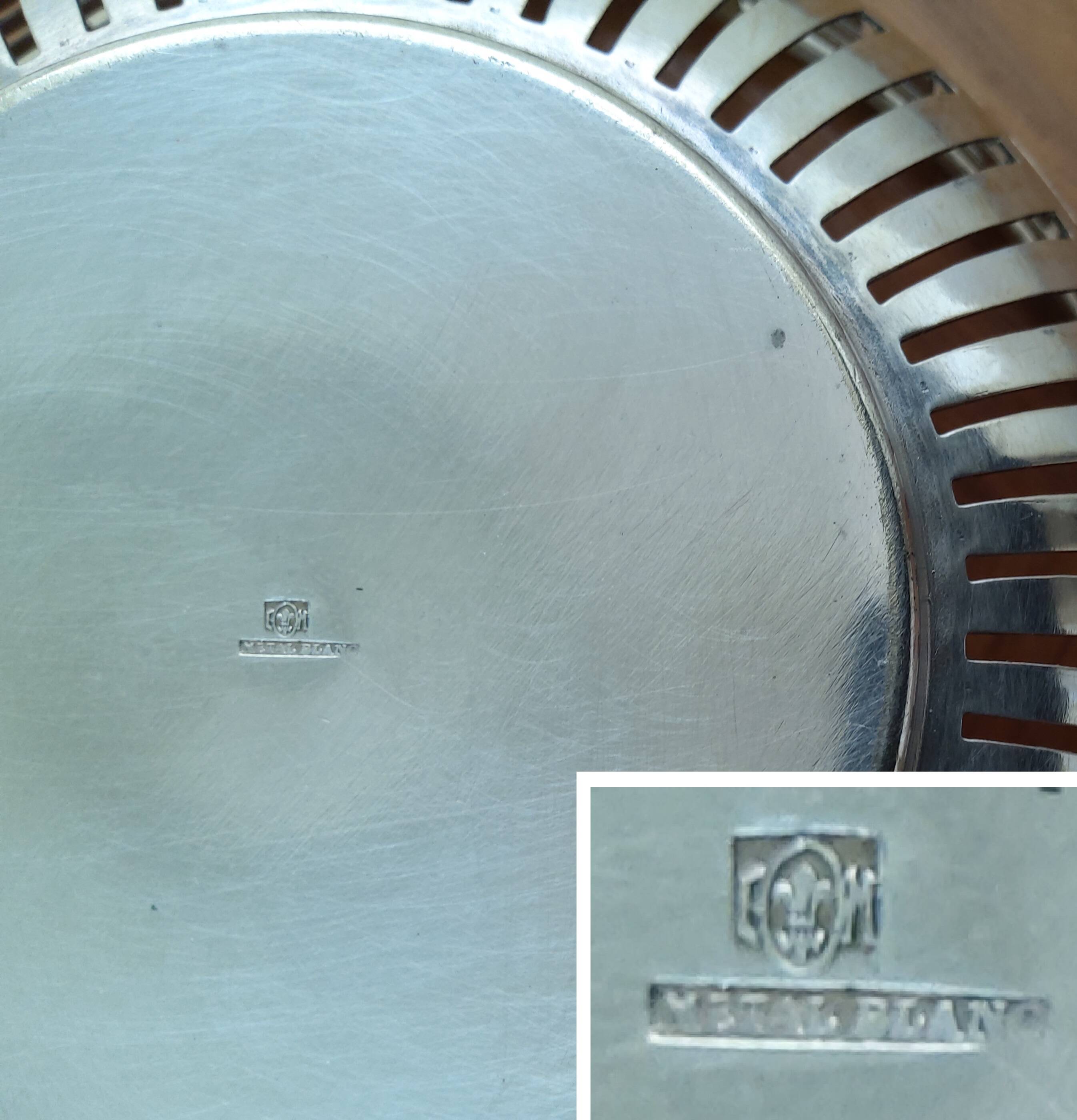 Old silver-look metal basket cup from the 1930s nickel silver