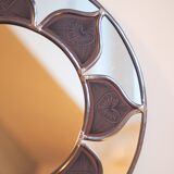 Mirror sun stained glass and ceramic inclusions