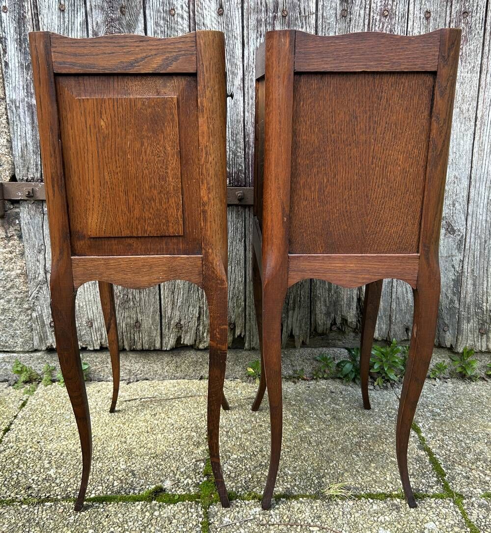 Pair of vintage Louis XV style bedside tables, wood, vintage, 60s