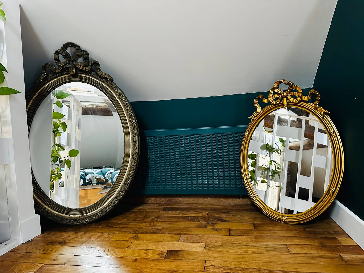 Large antique oval mirror