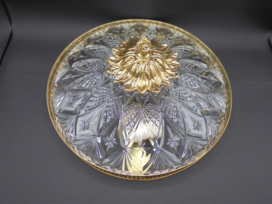 Ceiling lamp in glass and brass