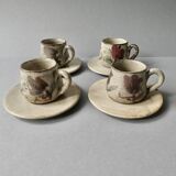4 coffee cups Gustave Reynaud the murier in Vallauris, 1960s