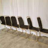 Set of 6 Vintage Gold Chrome Dining Chairs: Italian Mid-Century Design