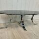Table basse vintage chrome et verre fumé