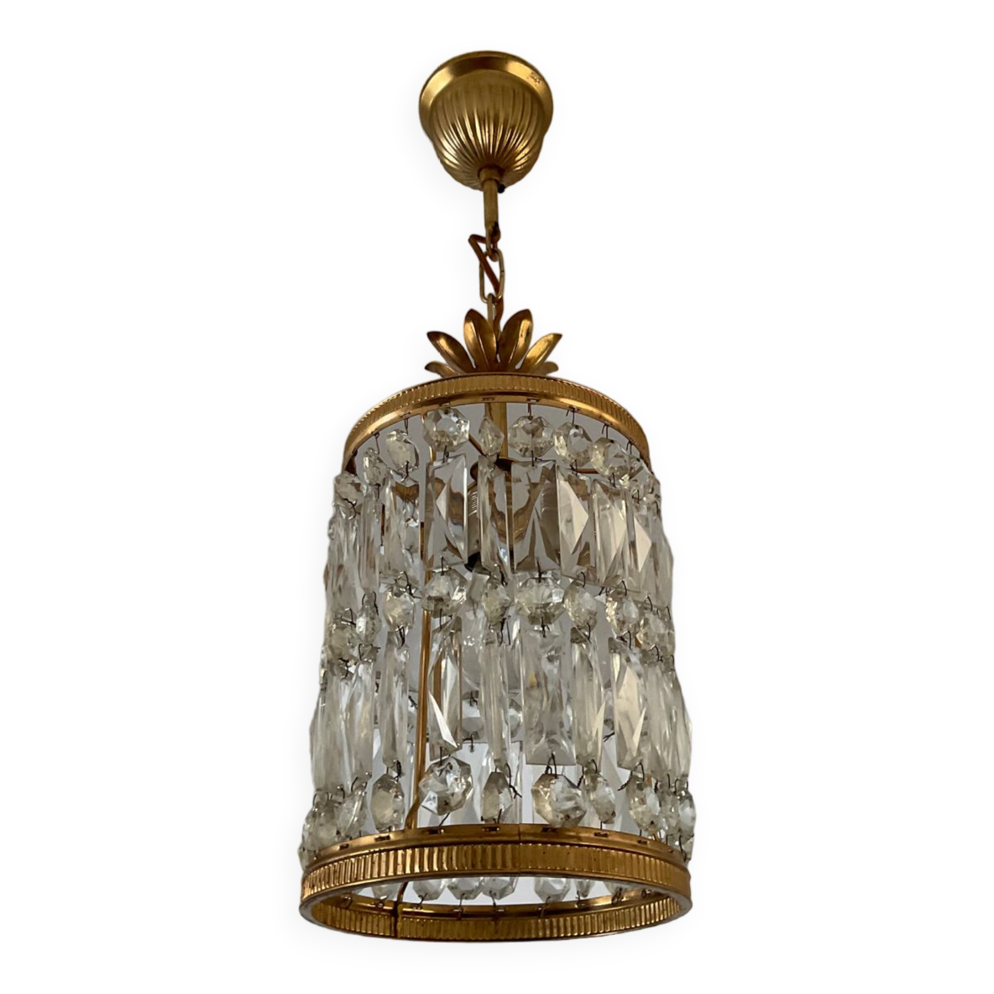 Vintage golden lantern chandelier with tassels