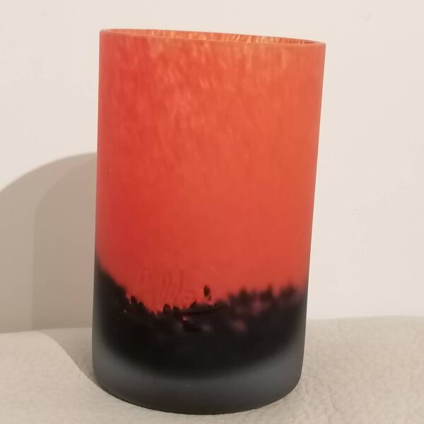 Vase art déco pâte de verre ancien signé Laflor