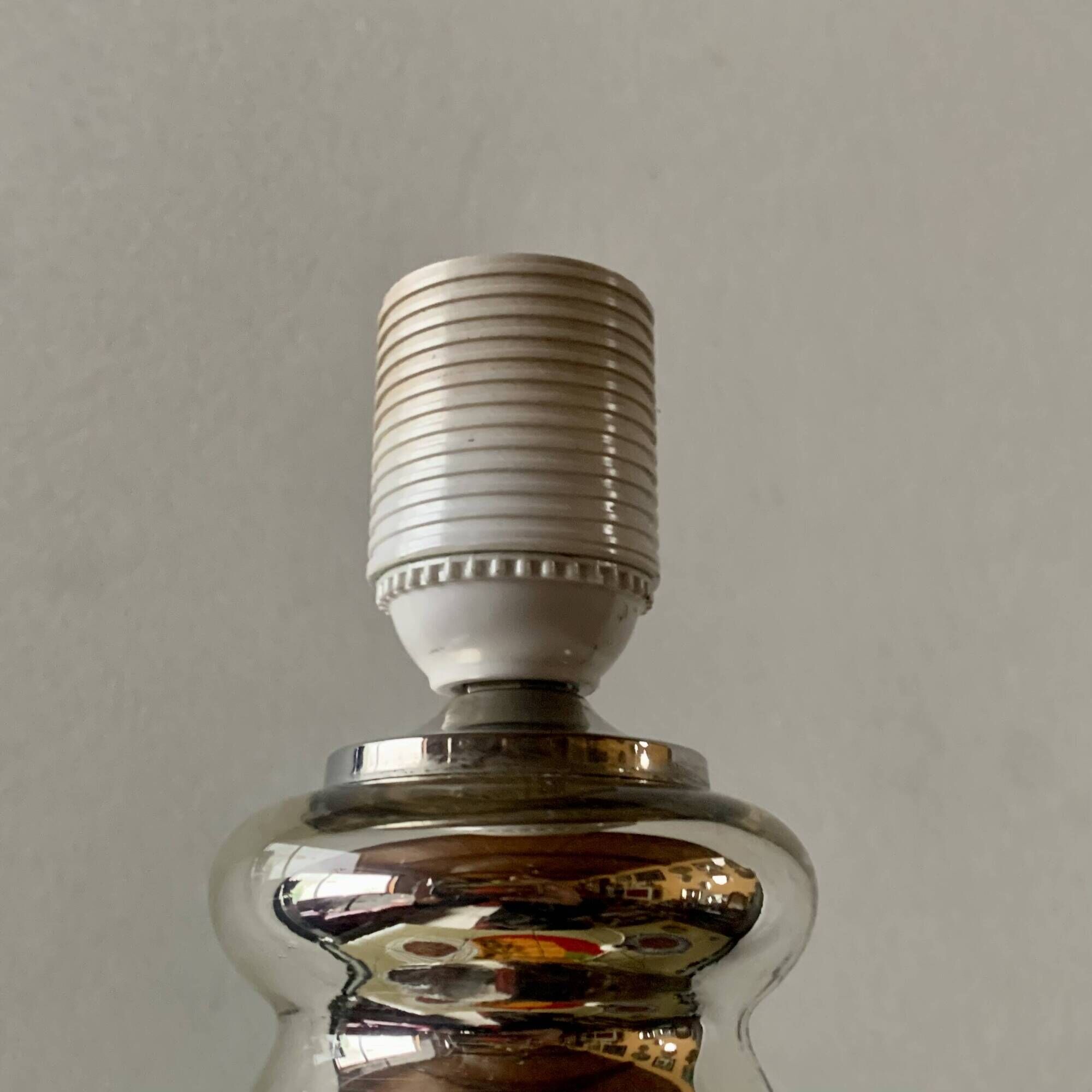 Grand pied de lampe vintage en verre mercuré - 1960.