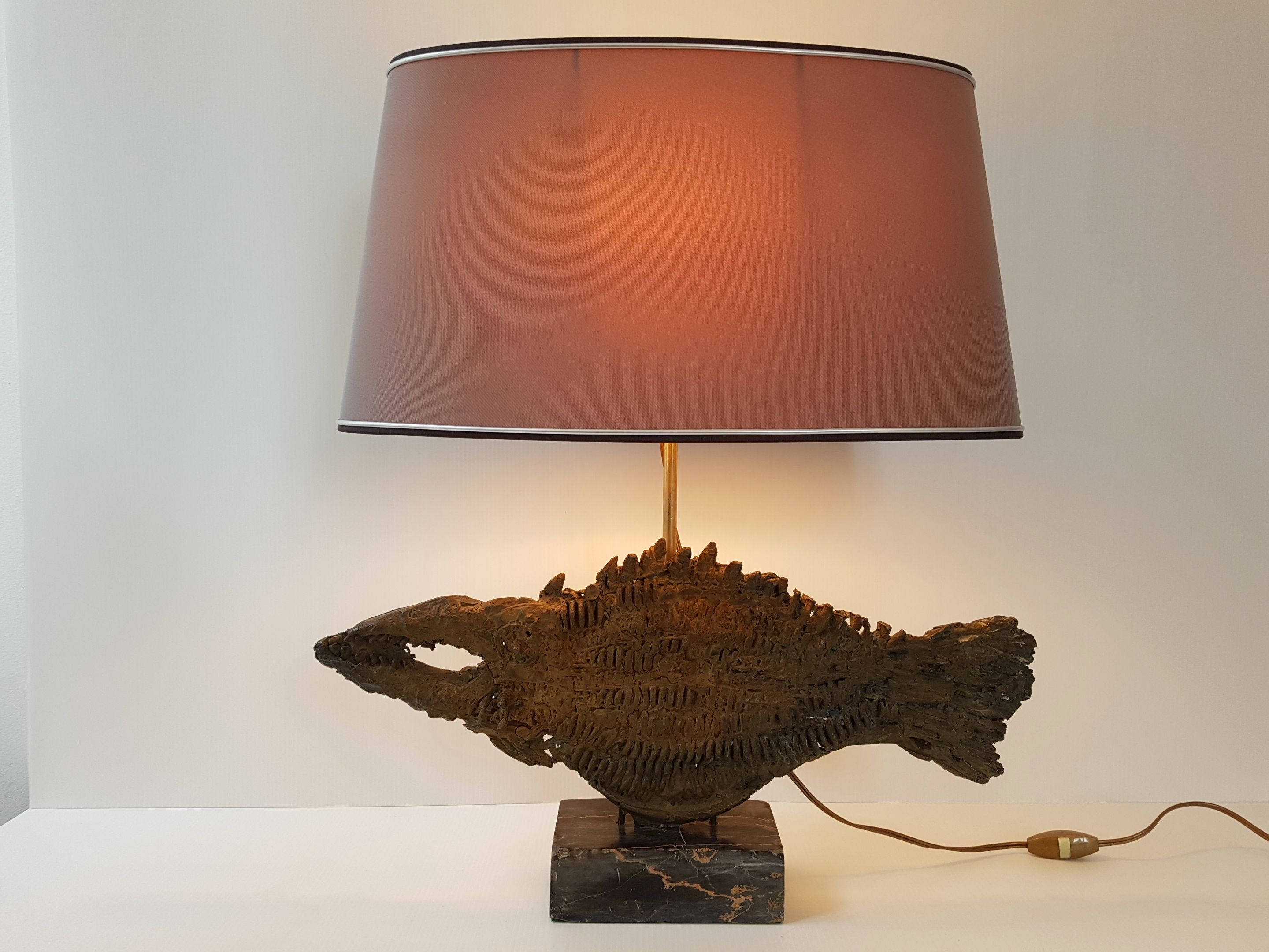 Table lamp in bronze & marble 1970