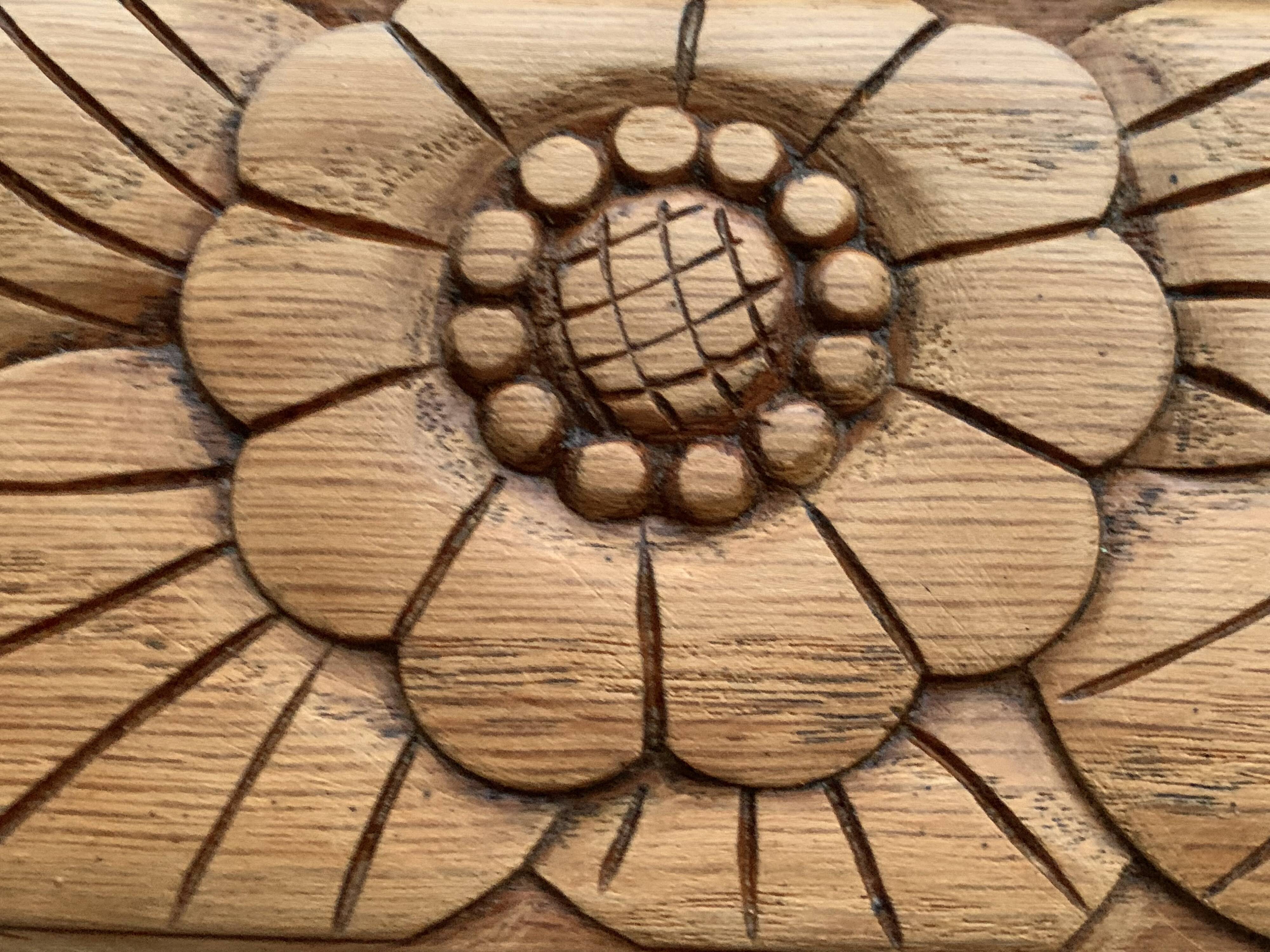 Parisian Art Deco style wardrobe in solid raw oak, 1950