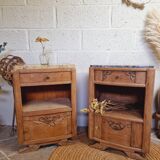 Pair of art deco oak bedside tables