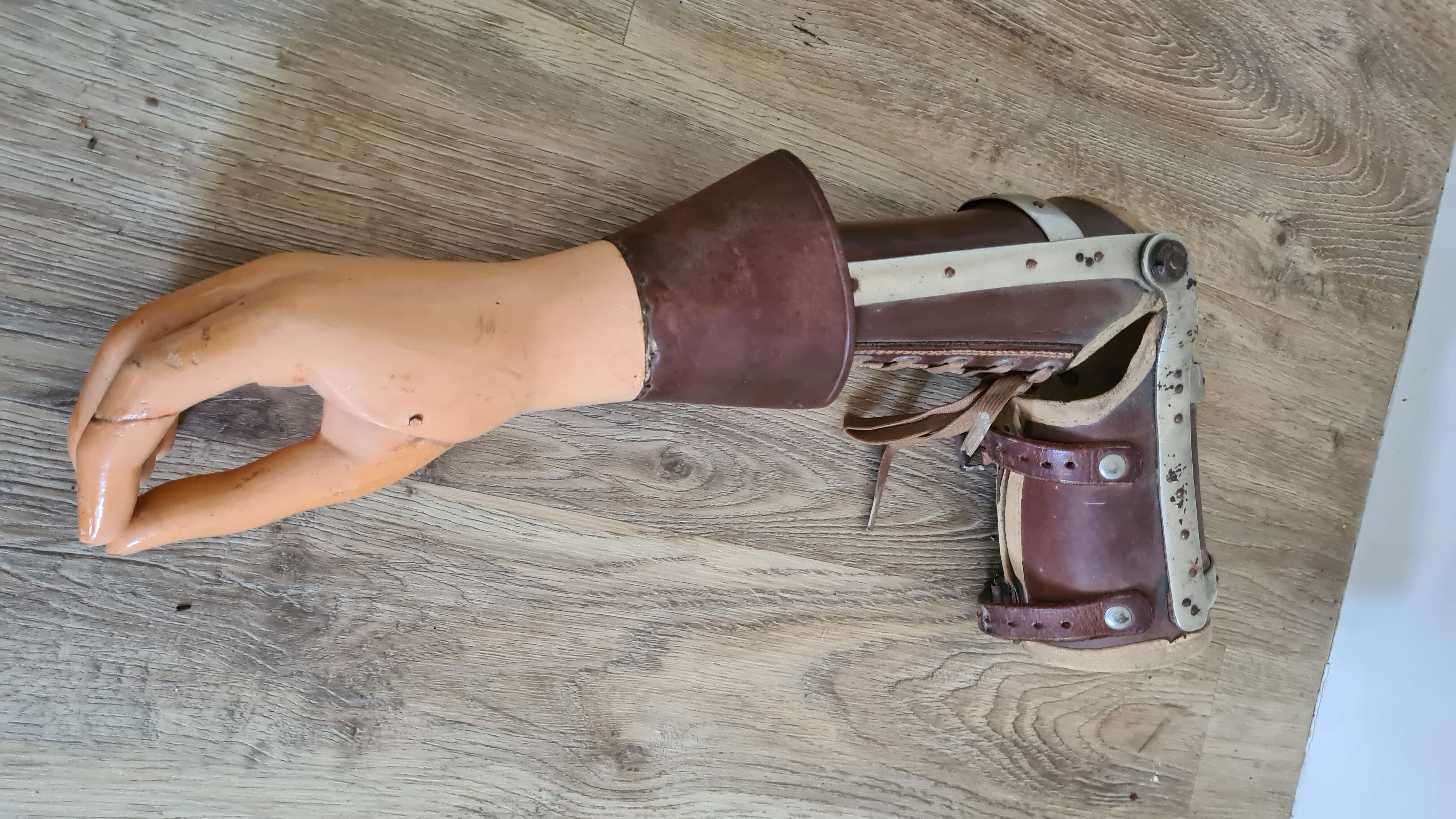 Old articulated wooden prosthesis