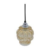 Suspension vintage en verre de couleur orange irisé