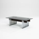 Chrome, Teak and Smoked Glass Coffee Table, Italy, 1970s