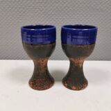 Two mugs in partially blue-glazed ceramic, from Seilast Wisby Sweden