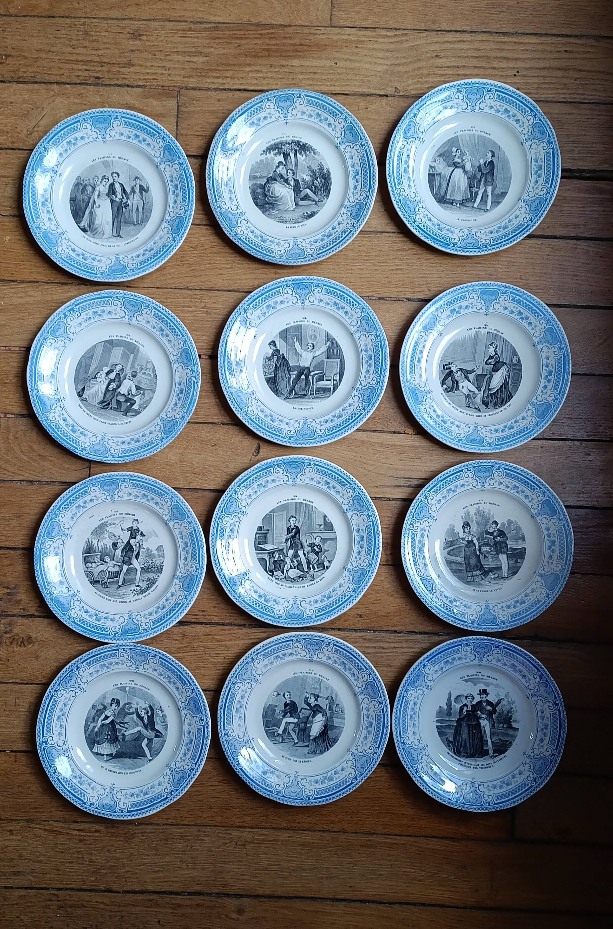 Set of 12 plates the pleasures of housekeeping