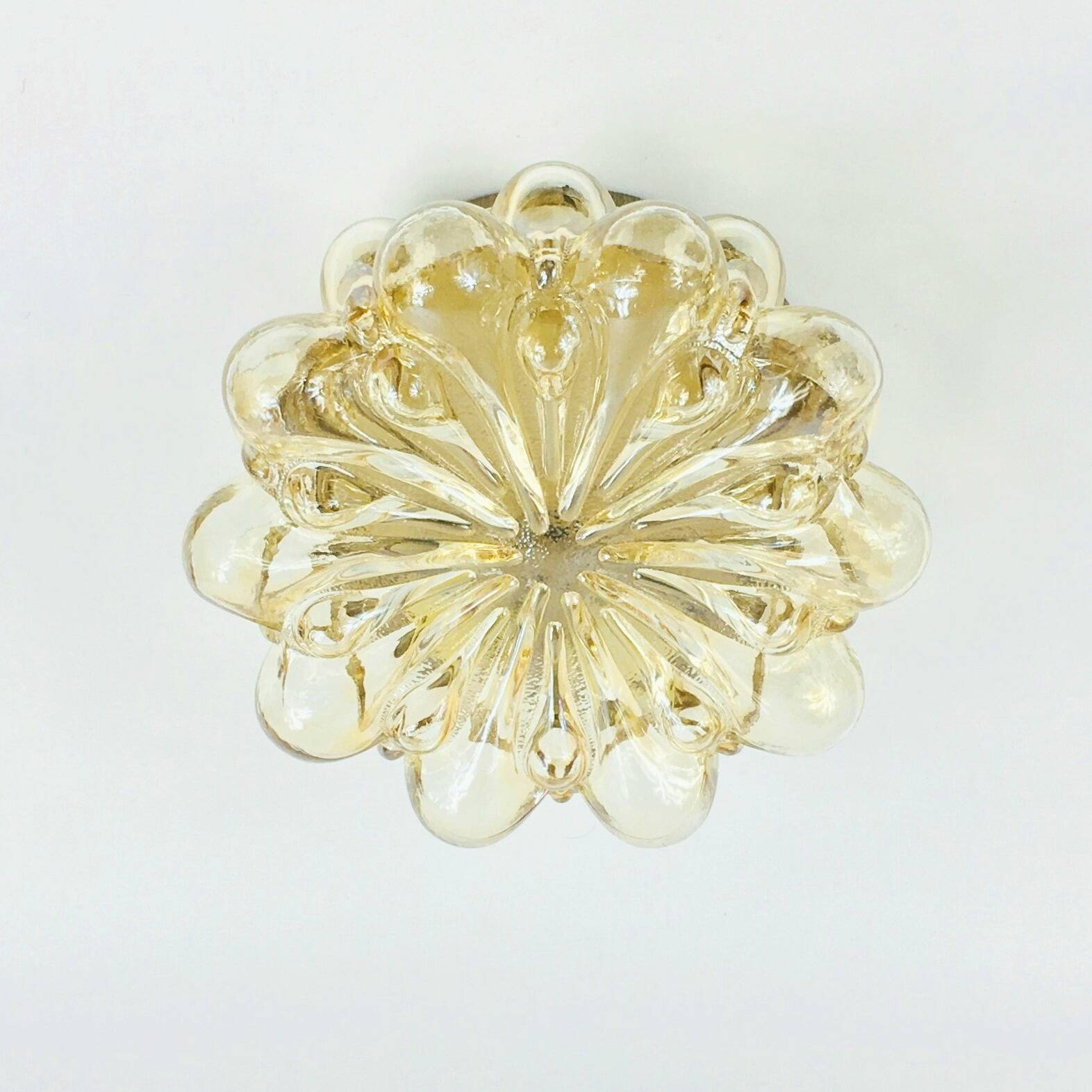 Large Amber Bubble Glass Ceiling Light By Helena Tynell For Limburg, 1960s