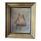 Huile sur toile bateau de pêcheurs