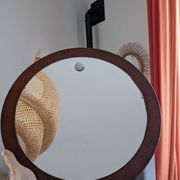 Round wooden mirror