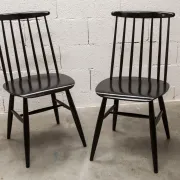 Pair of Scandinavian chairs Fanett by Ilmari Tapiovaara black teak 1960