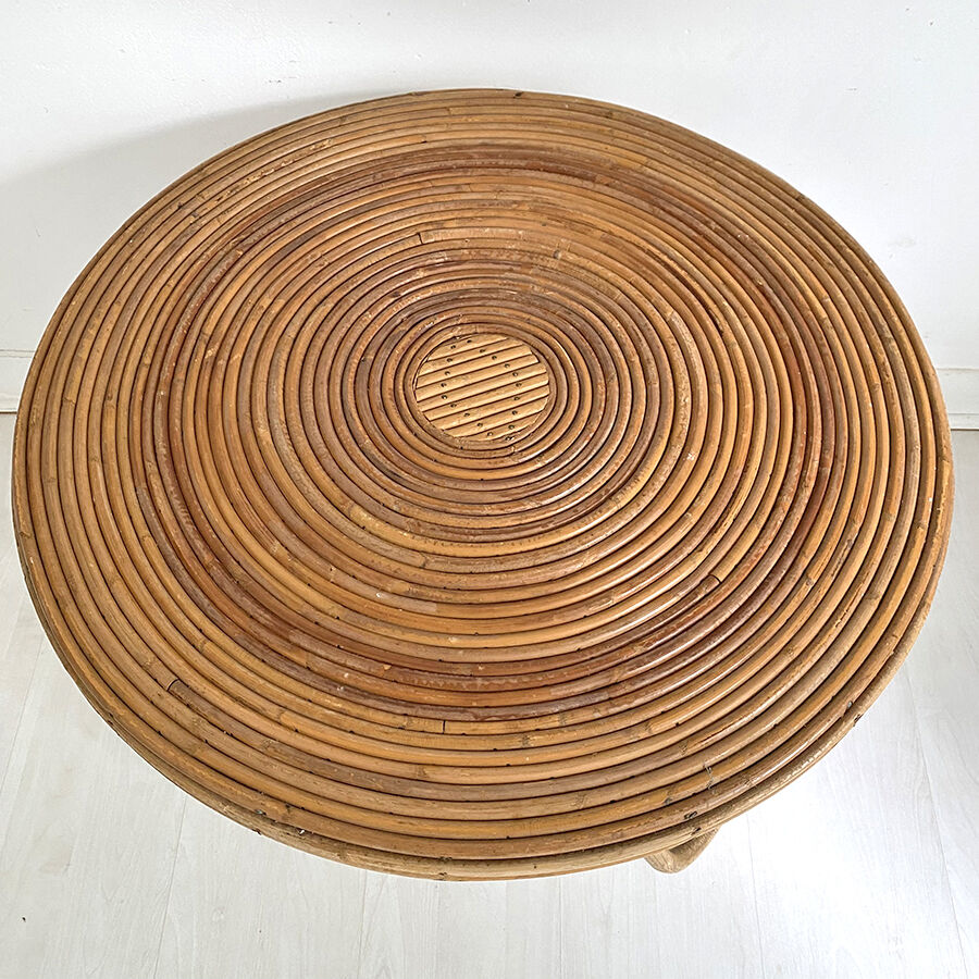 Table d'appoint en rotin vintage 1960