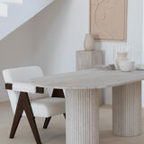 Olya oblong dining table 150x90 in natural travertine