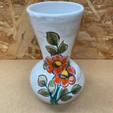 Old vallauris vase white enameled terracotta vintage flower decor
