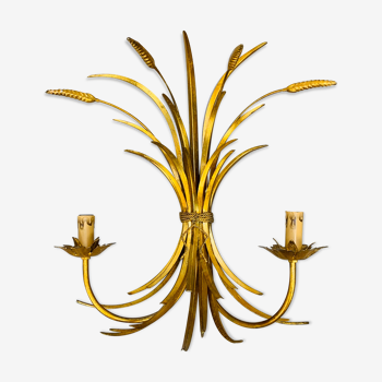 Wall lamp ear of wheat golden foliage Hans Kogl, style Hollywood Regency