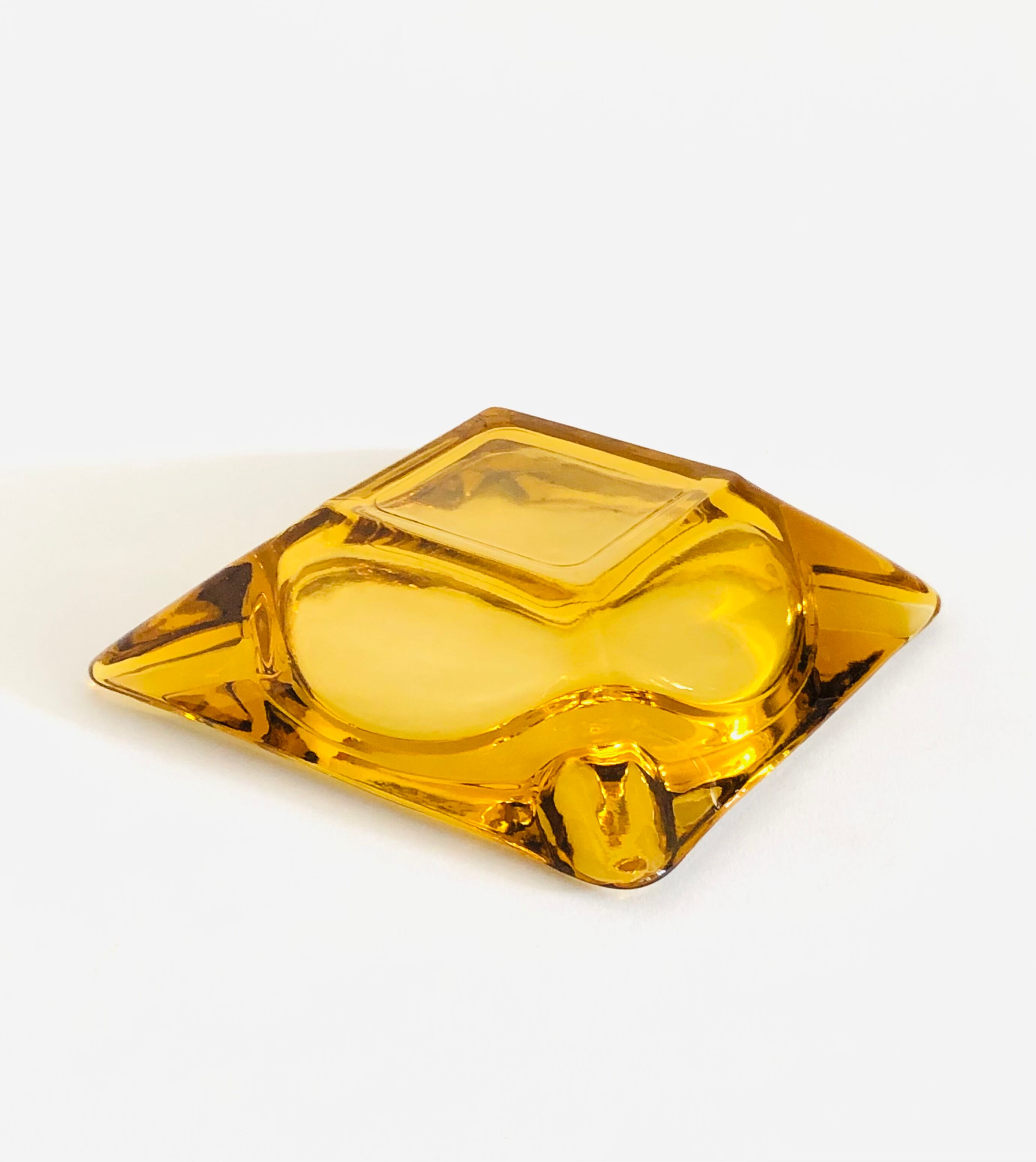 Vintage amber glass ashtray
