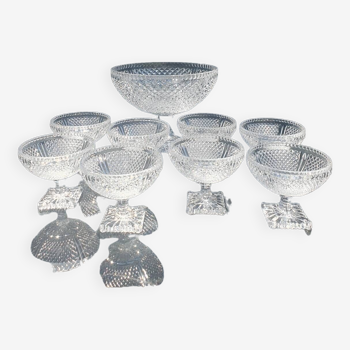 Crystal service, salad bowl with cups