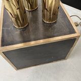 Large brass palm tree floor lamp with 3 trunks