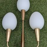 Applique vintage maison Lunel laiton Teck & Opaline 1950-60