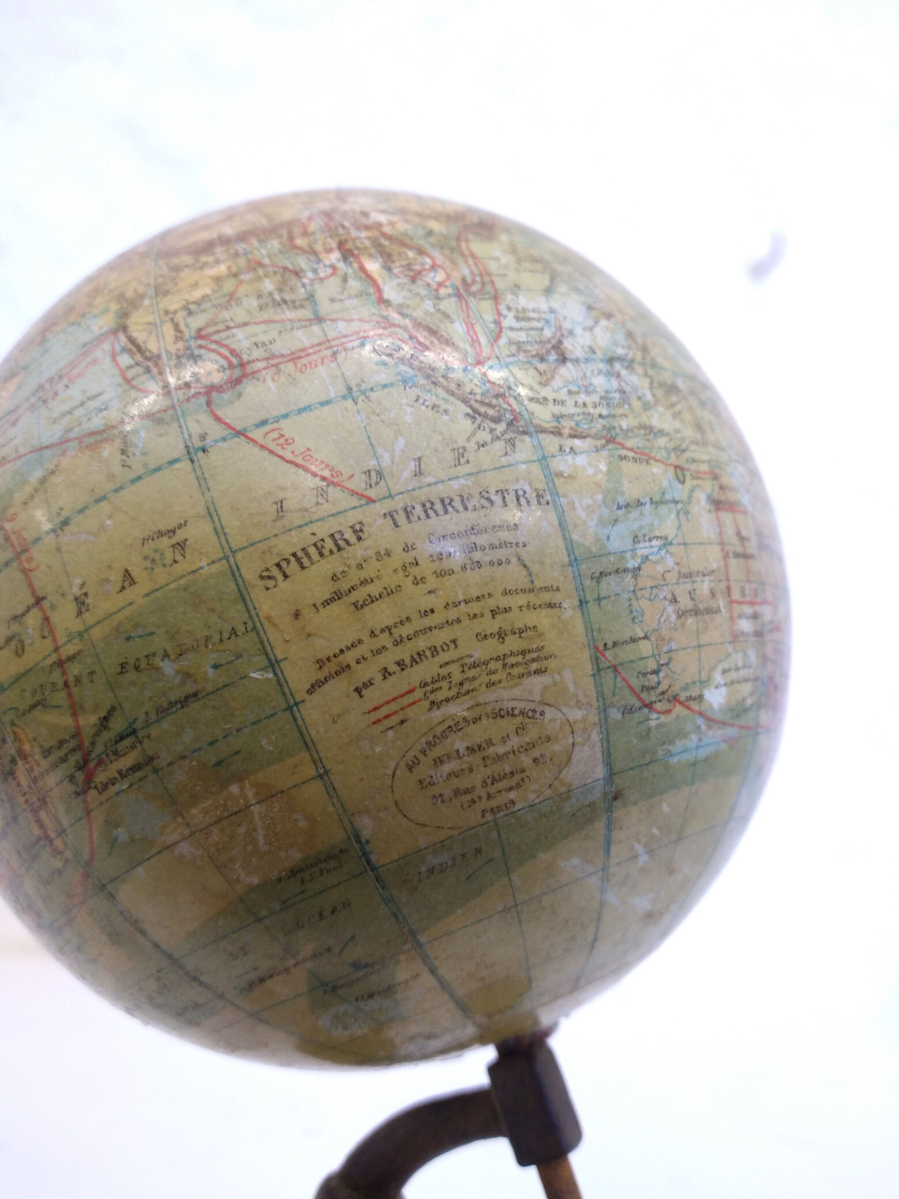 Ancient sphere terrestrial globe by r.barbot