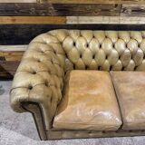 Chesterfield 3-seater leather sofa - 1960s