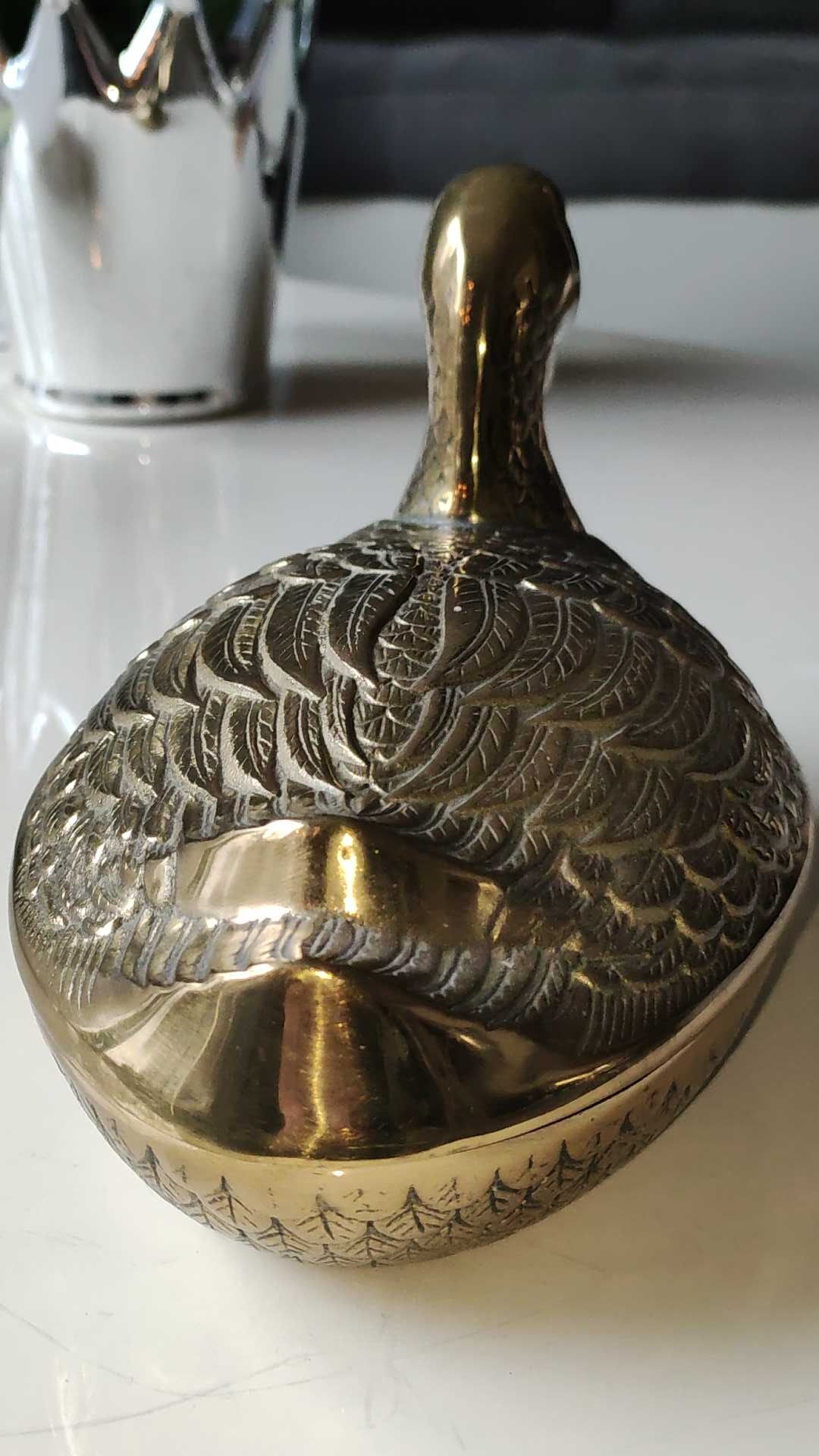 Void zoomorphic pocket in the shape of a mallard in solid brass - vintage model 70s