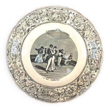 Decorative plate in opaque porcelain from Gien Collection "Un mariage la campagne" N°1 2